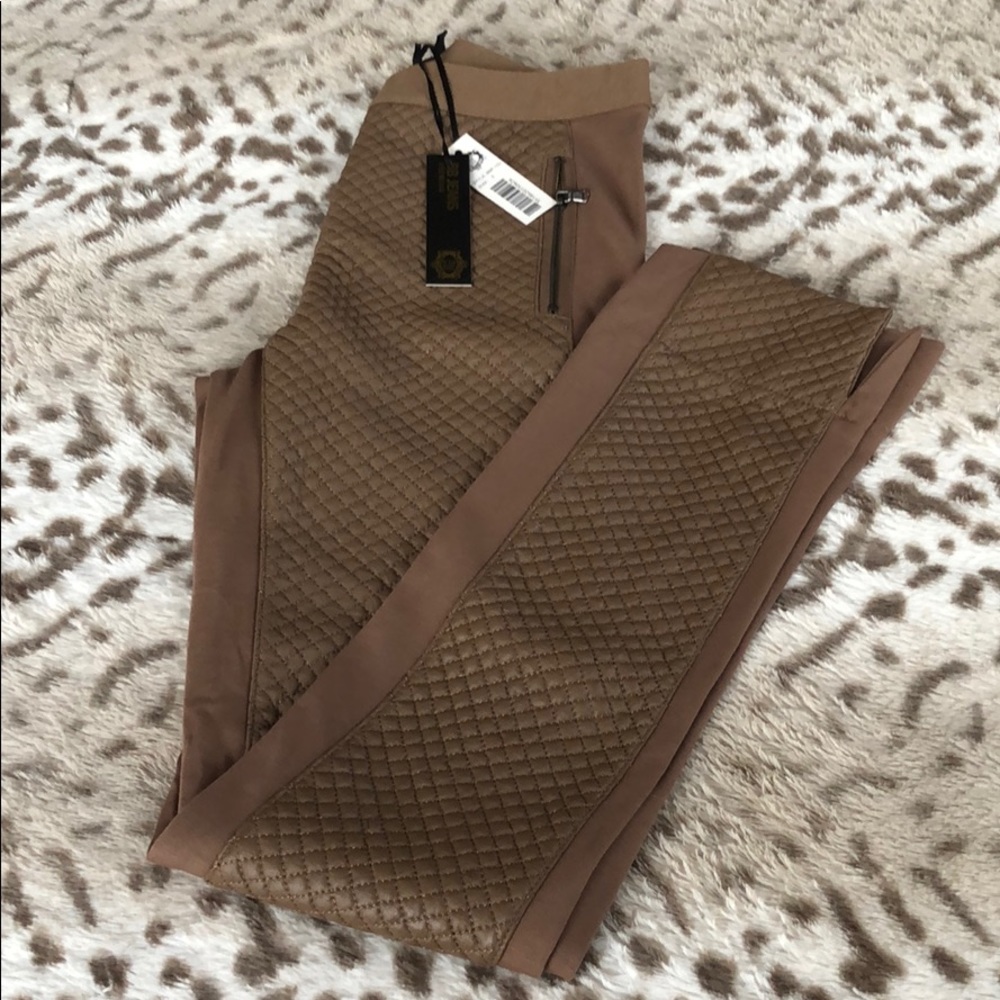 Tan leather pants